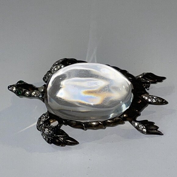 Crown Trifari Alfred Philippe Sterling Silver Jelly Belly Turtle Brooch Pin Read - Picture 4 of 16